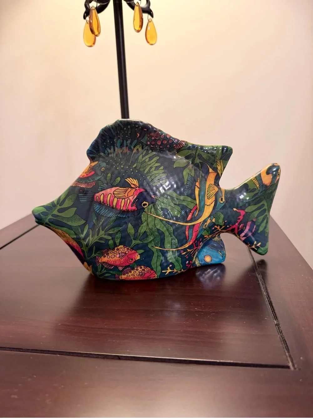 Vintage Tropical fish lacquered ceramic Fish Figurine